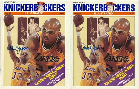 Lot of (2) Kareem Abdul-Jabbar Signed 1988 New York Knickerbockers Magazines (Abdul-Jabbar LOA)
